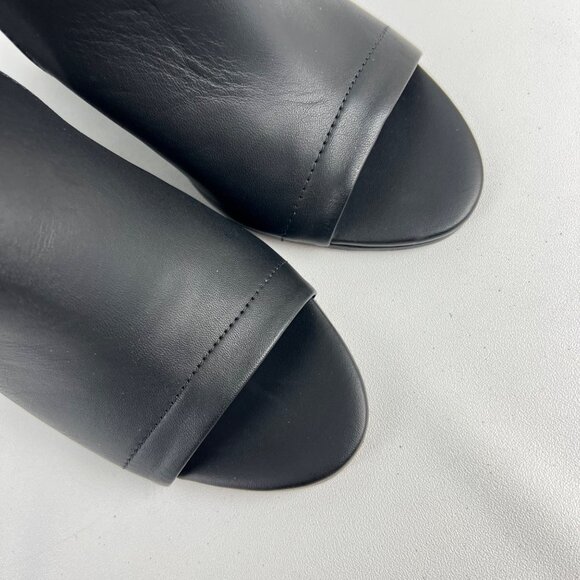 Vince Womens Kara Open Toe Wedge Sandal Black Leather Side Cutouts size 7 - Picture 9 of 16